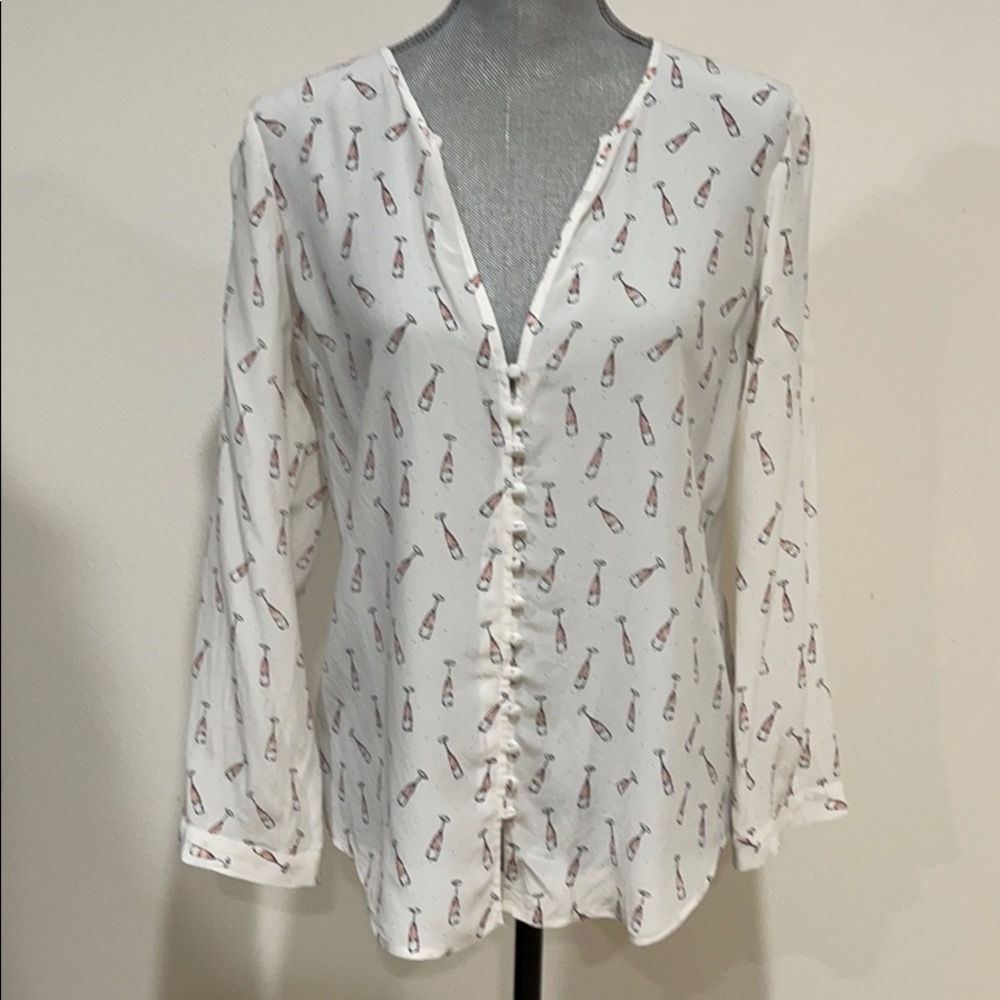 Women’s M Silk Joie Blouse champagne glasses